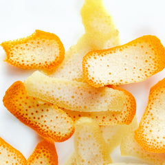 orange peels on a white background