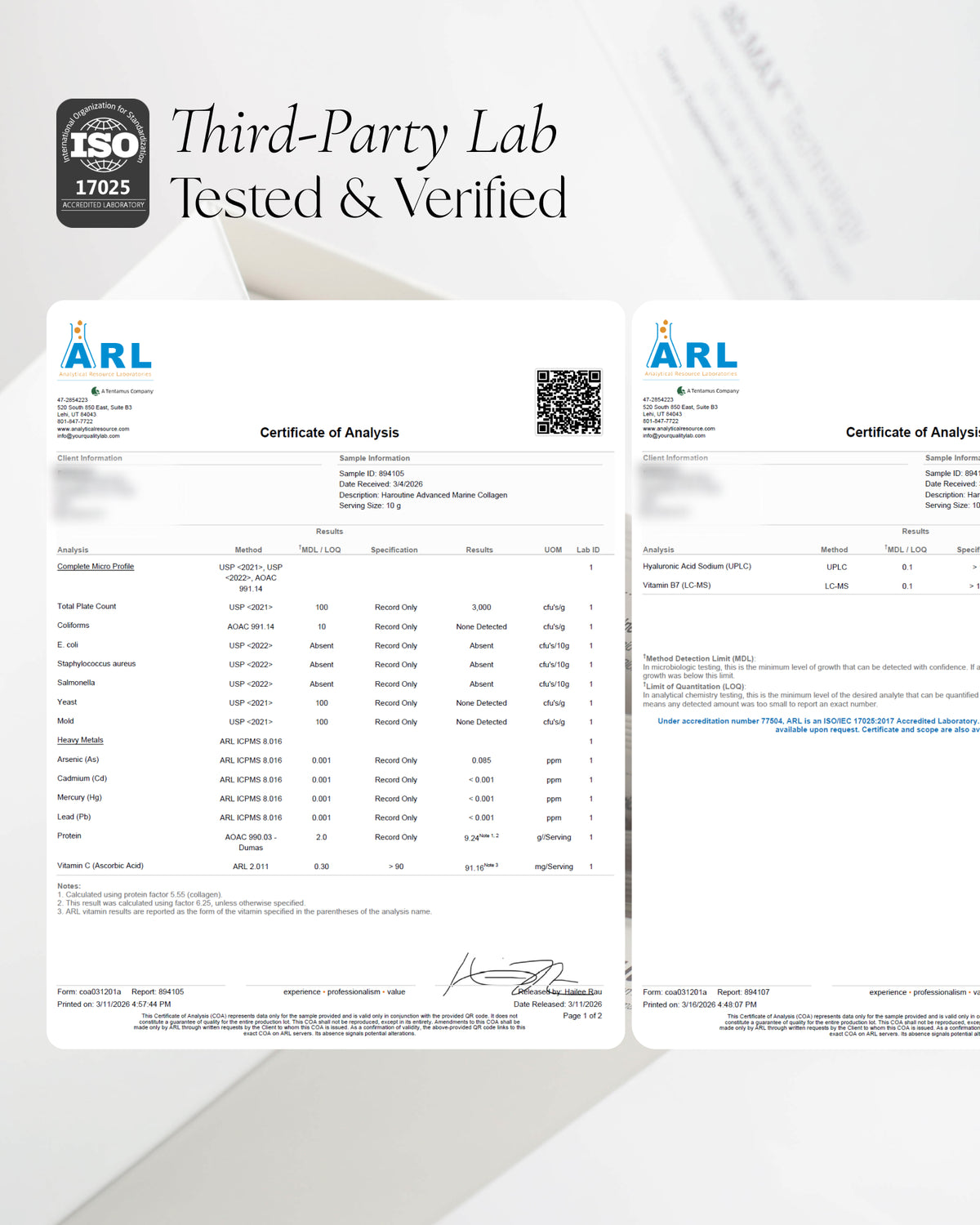 Advanced Marine Collagen packets Third Party Verified