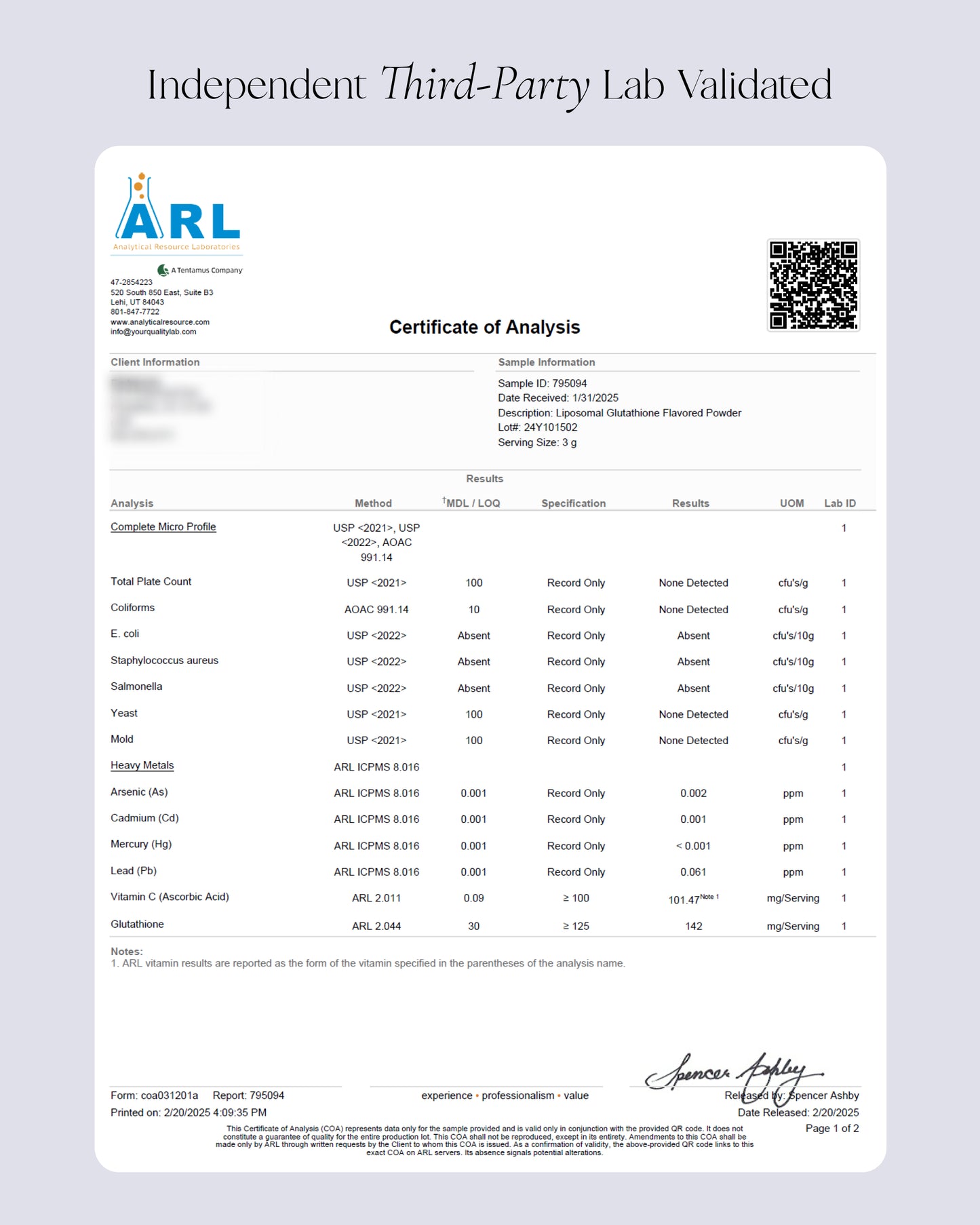 Liposomal Glutathione Powder Packets