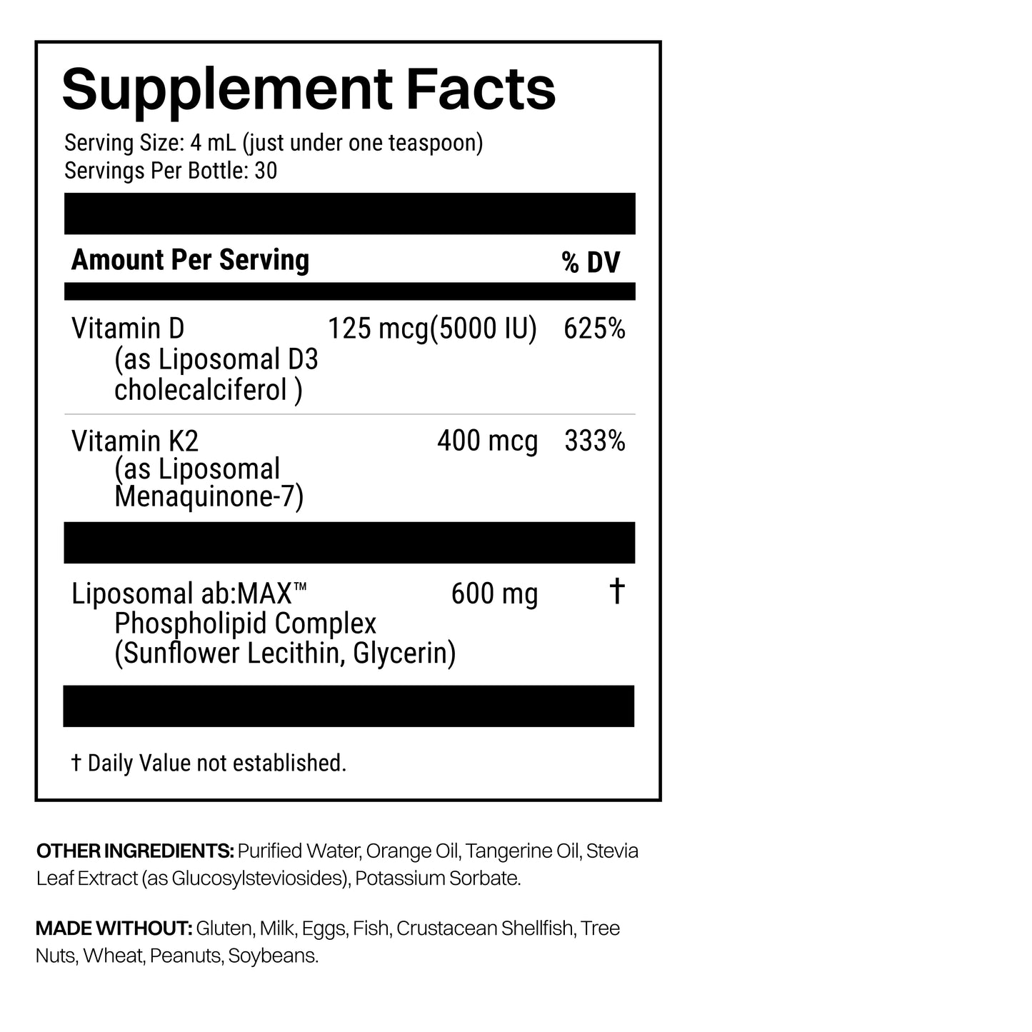 Liposomal Vitamin D3 + K2 Liquid